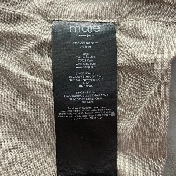 MAJE Bassung Belted Leather Motorcycle Jacket Gray - Picture 12 of 12